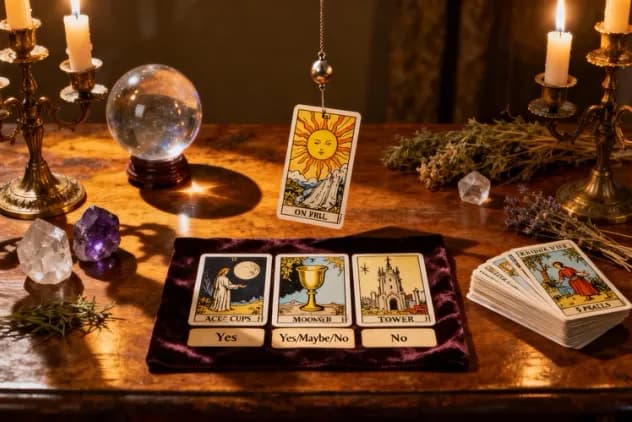 Yes or No psychic tarot cards on table for instant answers